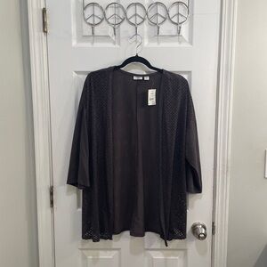 Cato Charcoal Velvet Shrug Open-Front Sweater, Size M